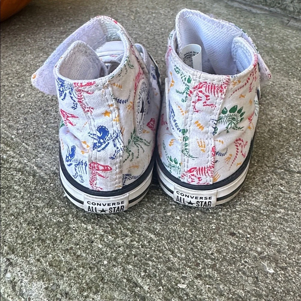 Converse Kids' White High-Tops with Colorful Dinosaurs